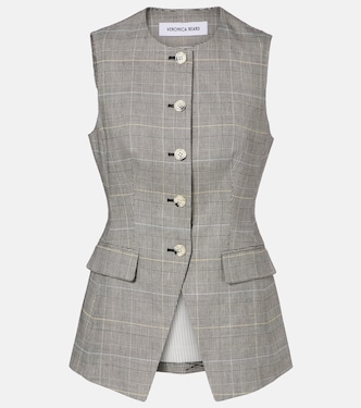 Lois checked linen-blend vest | Veronica Beard