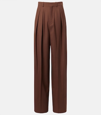 Pleated wool gabardine wide-leg pants | Saint Laurent