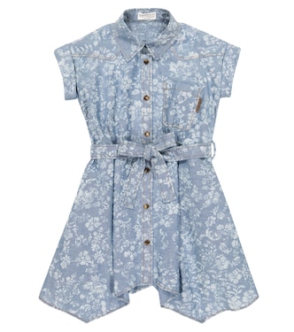 Floral denim dress | Brunello Cucinelli Kids