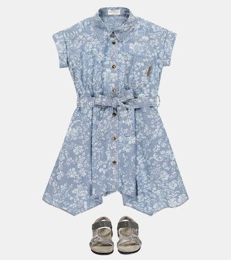 Robe en jean à fleurs | Brunello Cucinelli Kids