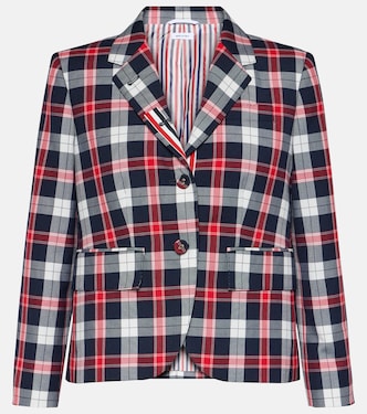 Blazer de mezcla de lana con tartán | Thom Browne