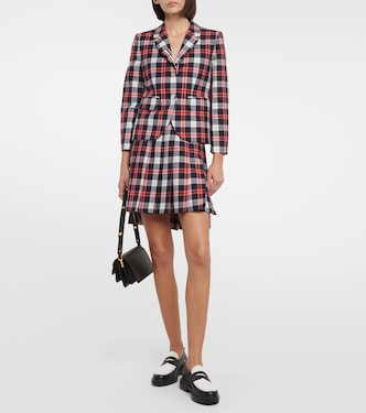Blazer de mezcla de lana con tartán | Thom Browne