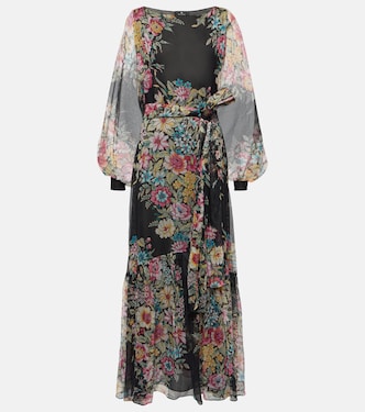 Abito lungo in seta con stampa floreale | Etro
