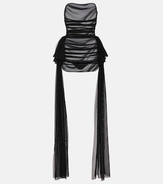 Ruffled sheer mesh minidress | Norma Kamali