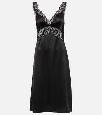 Lace-trimmed silk satin crêpe slip dress | Saint Laurent