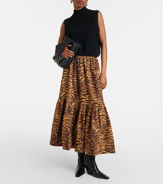 Leopard-print cotton maxi skirt | Ganni