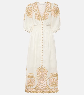 Abito midi Waverly in lino con ricamo | Zimmermann
