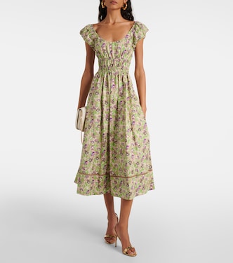 Abito midi in cotone con stampa floreale | Tory Burch
