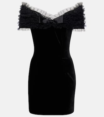 Off-shoulder velvet and tulle minidress | Alessandra Rich
