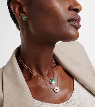 Boucles d'oreilles Pom Pom Dot en or rose 18 ct, malachite et diamants | Pomellato