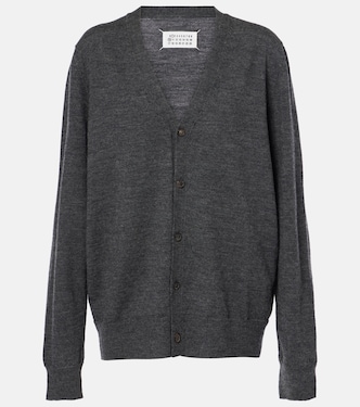 Leather-trimmed wool cardigan | Maison Margiela