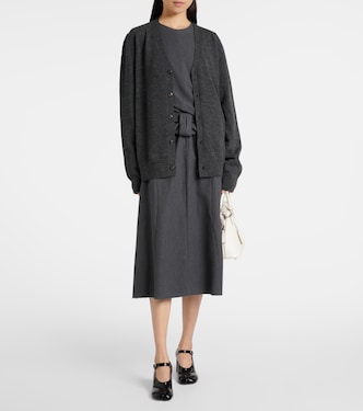 Leather-trimmed wool cardigan | Maison Margiela