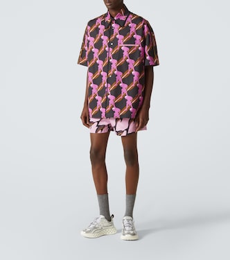 Camicia in cotone con stampa e frange | Gucci