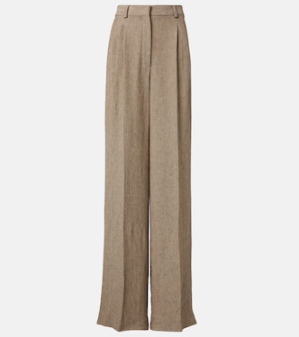 Nyack chevron linen crêpe wide-leg pants | Loro Piana