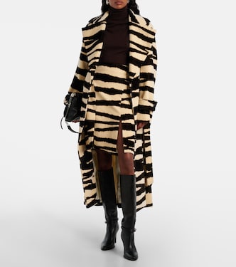 Zebra-print cotton velvet wrap coat | Nina Ricci