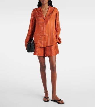 Pyjama-Shorts Monogram aus Seiden-Twill | Toteme