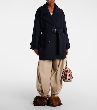 Belted double-breasted wool coat | Loewe