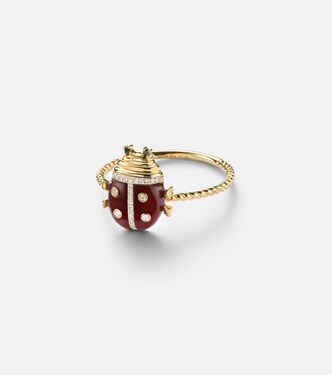Coccinelle Mini 9kt gold ring with gemstones | Yvonne Léon