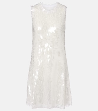 فستان قصير من الشبك شبه شفاف مزين بالترتر | Norma Kamali