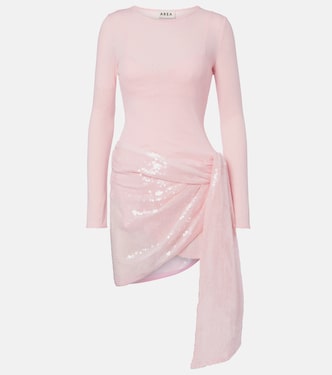 Pointelle sequined draped minidress | Area