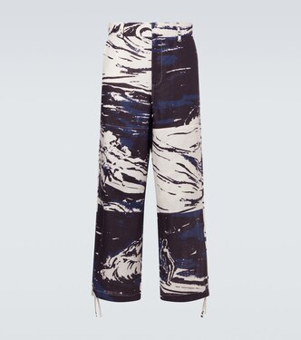 Printed linen straight pants | Commas