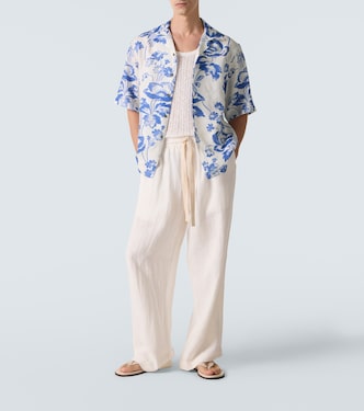 Floral linen bowling shirt | Commas