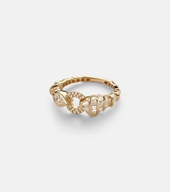Serpentine 18kt gold (750/1000) ring with diamonds | Shay Jewelry