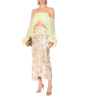 Sequined off-shoulder cropped blouse | Halpern