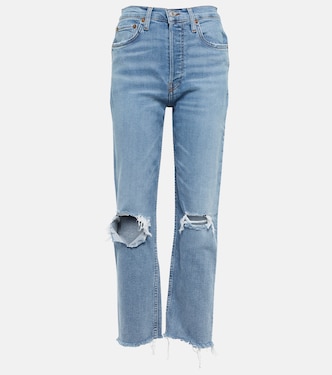 Jeans cropped de tiro alto desgastados | Re/Done