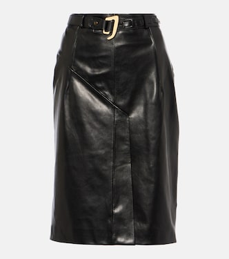 Falda midi de piel con cinturón | Tom Ford