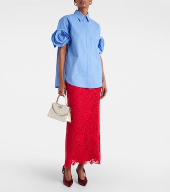 Camicia in cotone con applicazioni floreali | Valentino