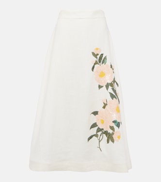Falda midi Natura de organza de lino | Zimmermann