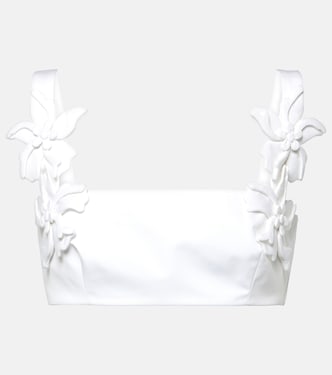 Top raccourci en coton à fleurs | Valentino