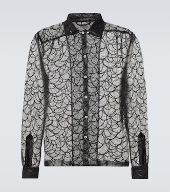 Pewter Shoal sequined mesh shirt | Bode