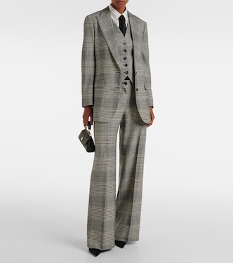 Prince of Wales check wool and cashmere flared pants | Dolce&Gabbana