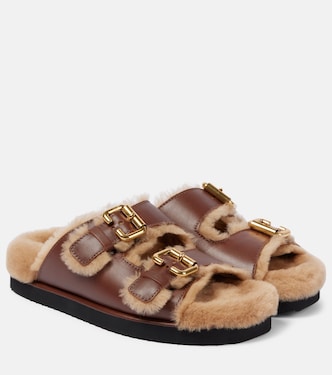 Sandali Nil in pelle con shearling | Chloé