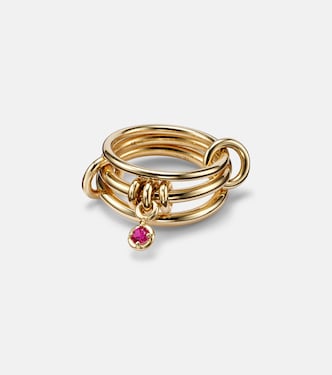Piera 18kt gold linked rings with sapphire | Spinelli Kilcollin