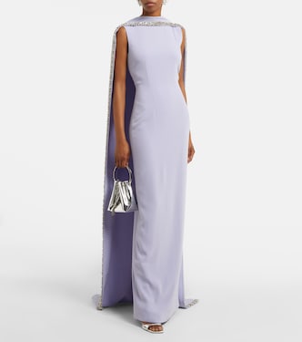 Abito lungo in crêpe di raso con cristalli | Roland Mouret