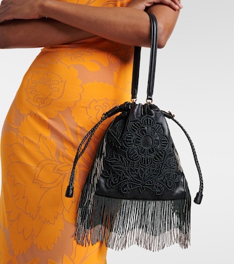 Secchiello Kalispera Small in pelle con frange | Etro