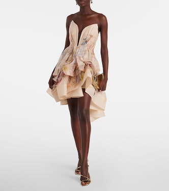 Abito corto Illuminate Draped in lino e seta | Zimmermann