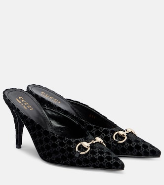 Horsebit GG velvet mules | Gucci