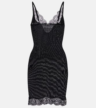 蕾丝边饰真丝针织吊带连衣裙 | Saint Laurent