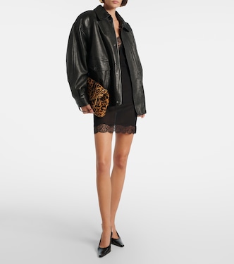 蕾丝边饰真丝针织吊带连衣裙 | Saint Laurent