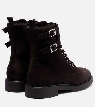 Shearling-lined suede combat boots | Gianvito Rossi