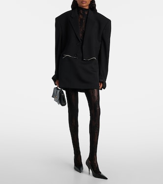 Turtleneck lace sheer catsuit | Norma Kamali
