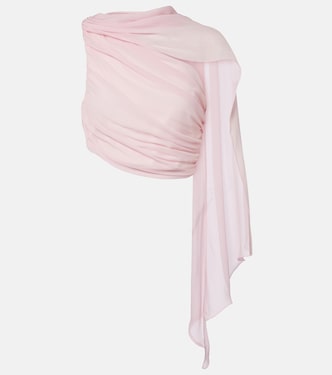 Solene gathered scarf-detail mesh top | Posse