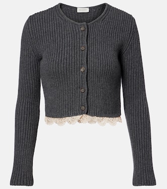 Cropped crochet-trimmed cashmere cardigan | Magda Butrym