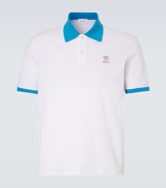 Printed cotton piqué polo shirt | Versace