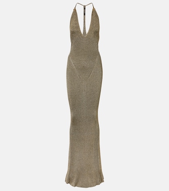Ribbed-knit lamé maxi dress | Roberto Cavalli