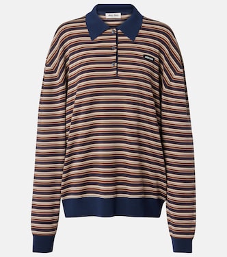 Striped virgin wool polo sweater | Miu Miu